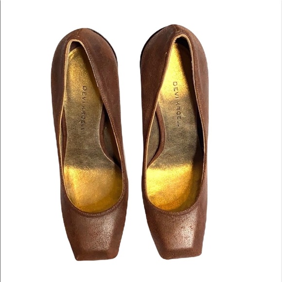 Devi Kroell Brown Square Toe Pumps Size 35.5 - Picture 6 of 9